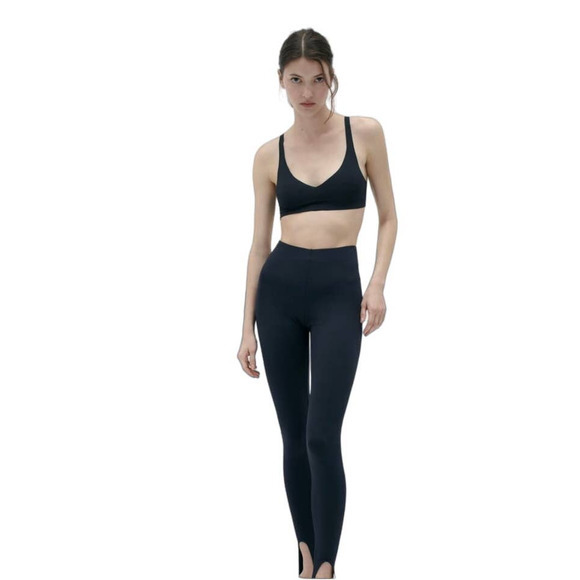 Zara‎ women’s black ribbed stirrup leggings elastic waist size small - Picture 1 of 7